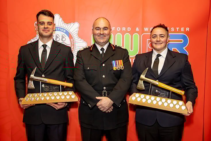Firefighters receive long service medals at awards ceremony