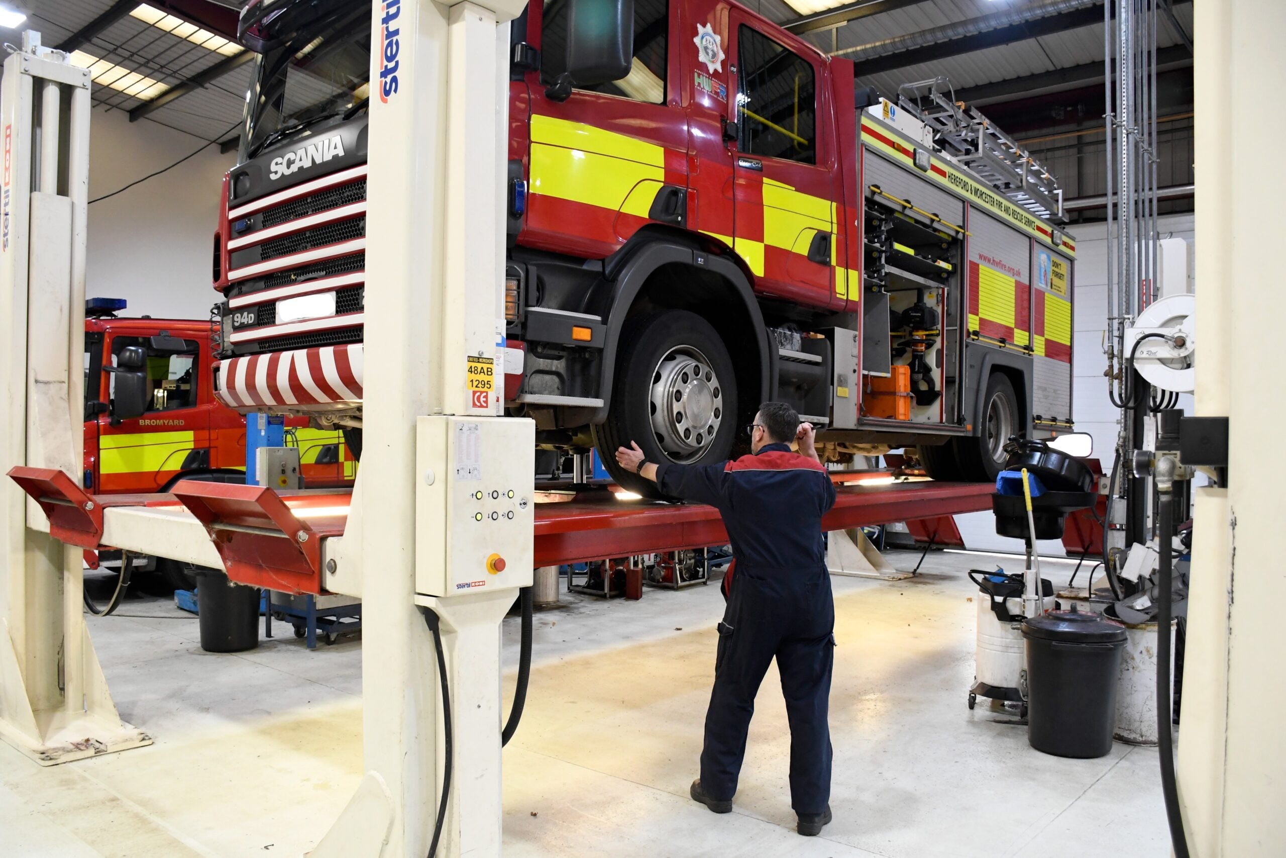 Mechanic working on one of our fire engines.