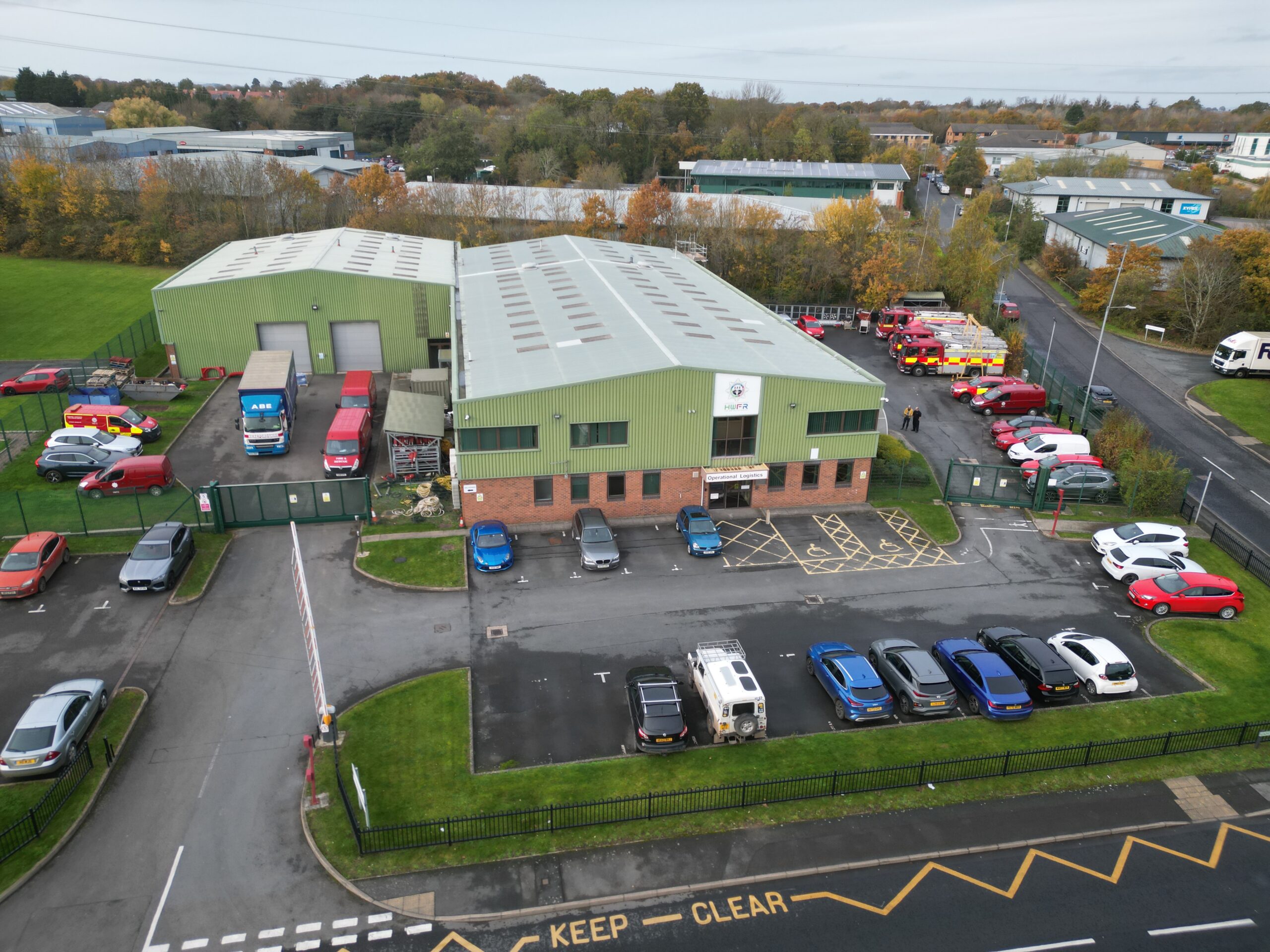 Arial photo of operational logistics department at Betony Road