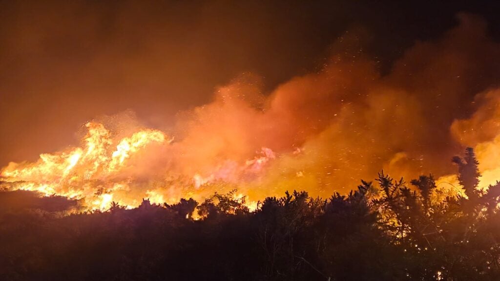 Wildfire across field