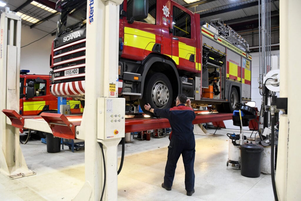 LGV Mechanic fixing a fire engine